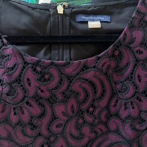 Tommy Hilfiger Black Lace Dress with Plum Underlay